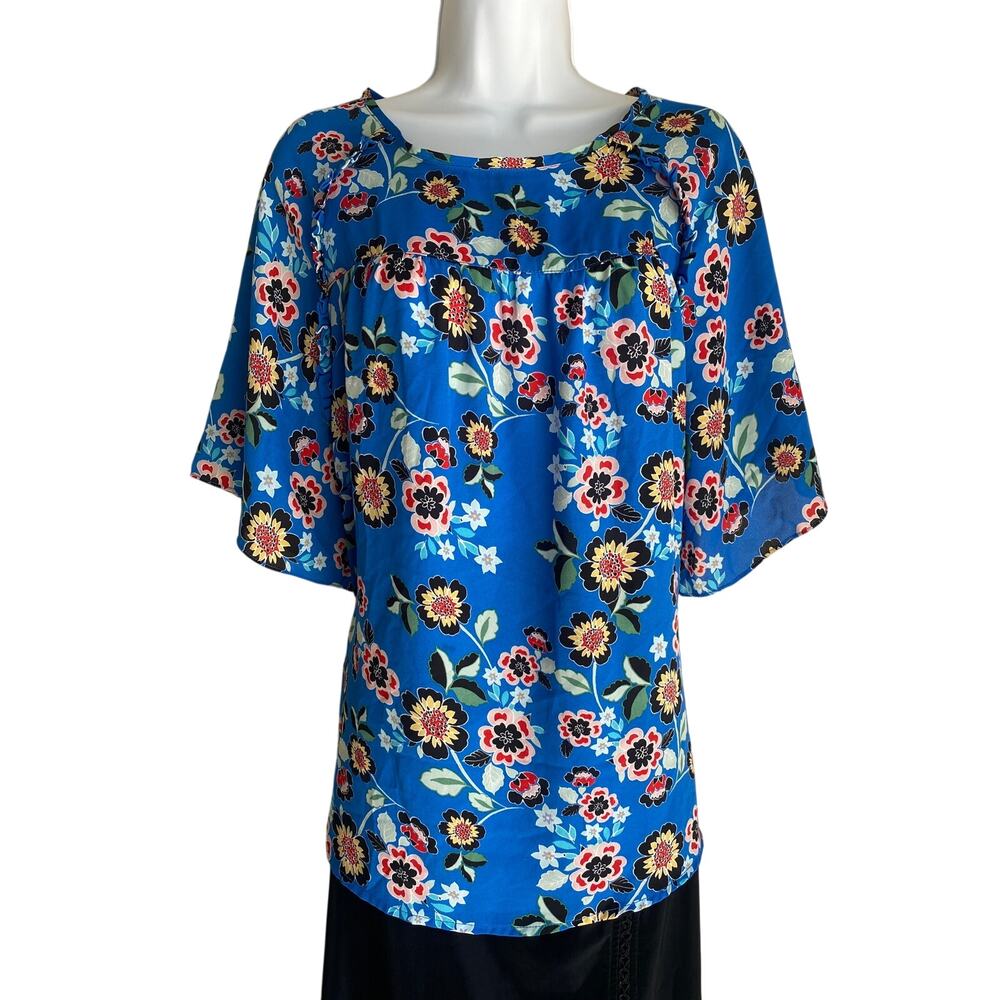 Women Plus Size Blouse 1X Boho Floral Prairie Cottage Romantic Artsy Feminine